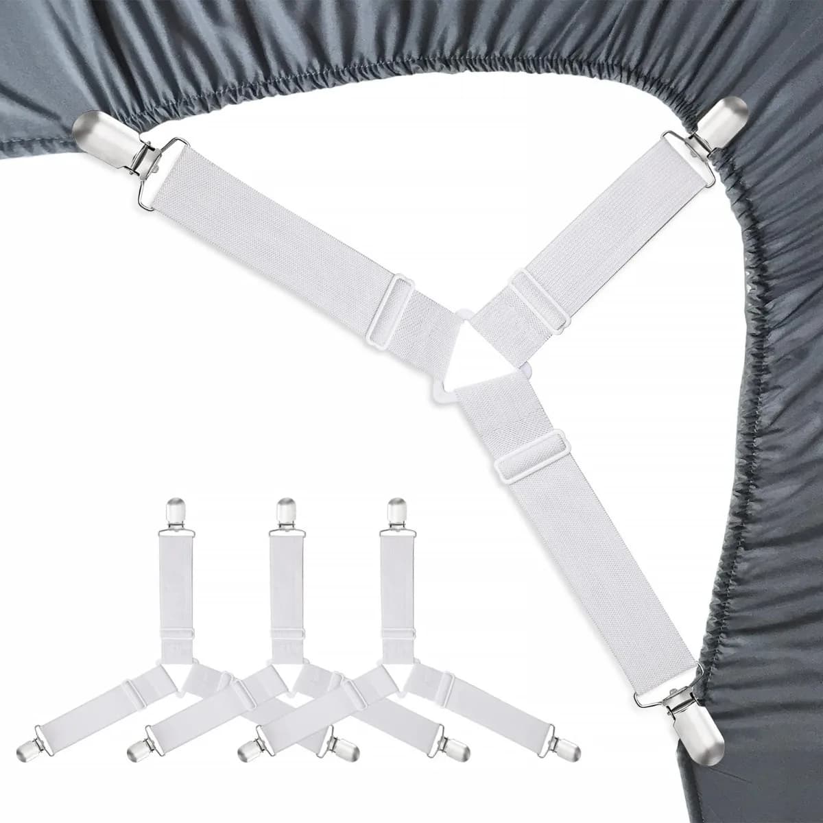 6/8 Pezzi Fasce per Lenzuola, Supporti Migliorati per Lenzuola con Angoli, Clip Antiscivolo per Lenzuola