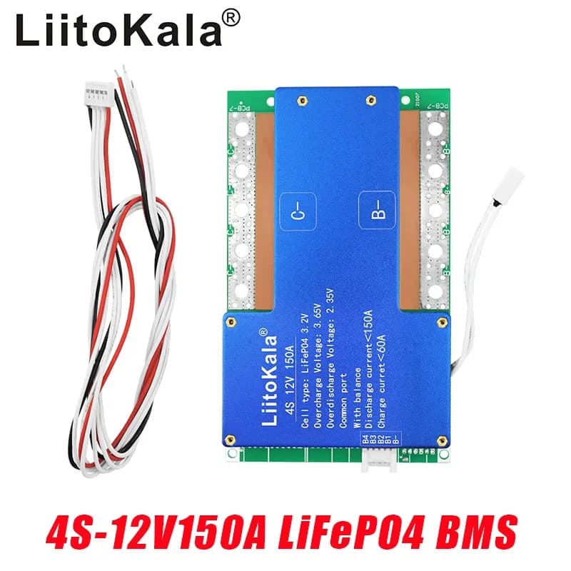 LiitoKala 4S-12V150A-BMS Scheda di Protezione per Batterie LiFePo4 con Ricarica Bilanciata