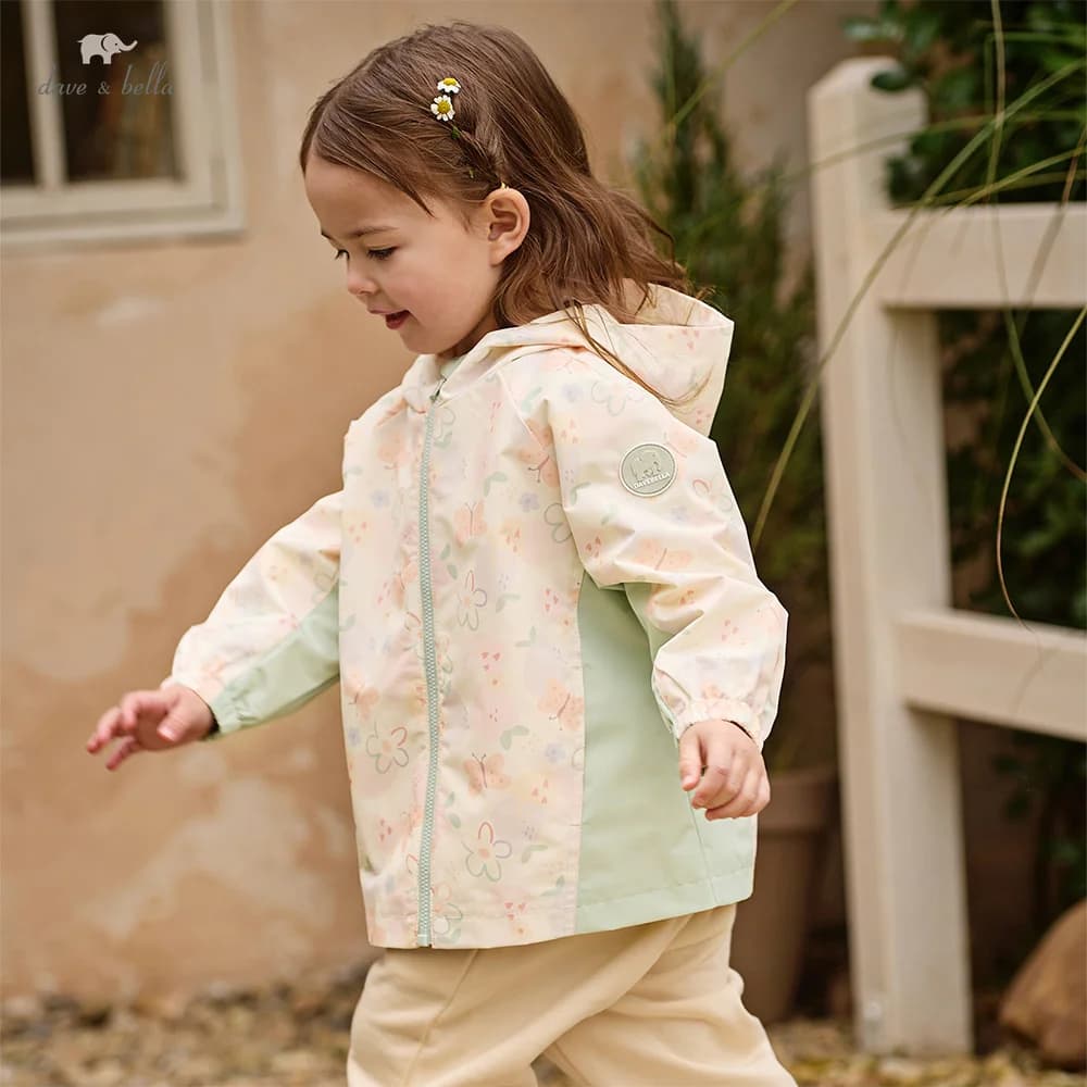 Giacca Primaverile per Bambini Dave Bella con Stampa Dolce, Abbigliamento Autunnale per Ragazze, Cappotti con Cappuccio per Bambini, Capispalla Impermeabile alla Moda Morbido DB1261977