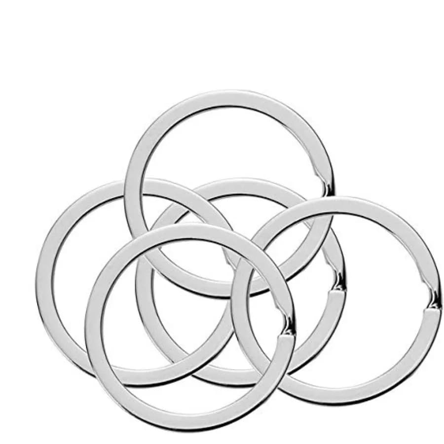 10 Pieces of 1-inch Flat Key Rings - Metal Keychain Rings, Split Keyrings, Flat O-Ring for Home, Car, Office Keys Attachment Si