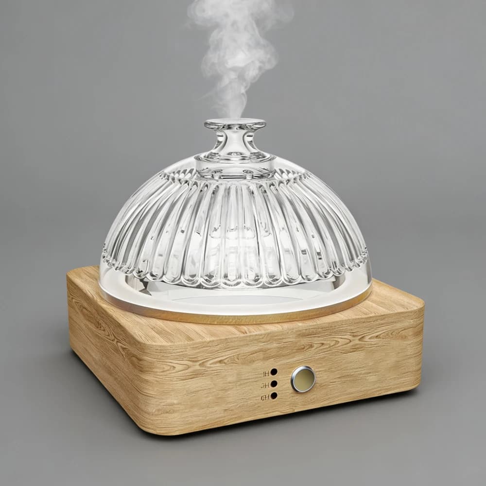 Glass Essential Oil Diffuser with Environmental LED Light, 200ml, Ultrasonic Armours Distributor with Timer and Automatic Water-Free Shipping for Home and Office