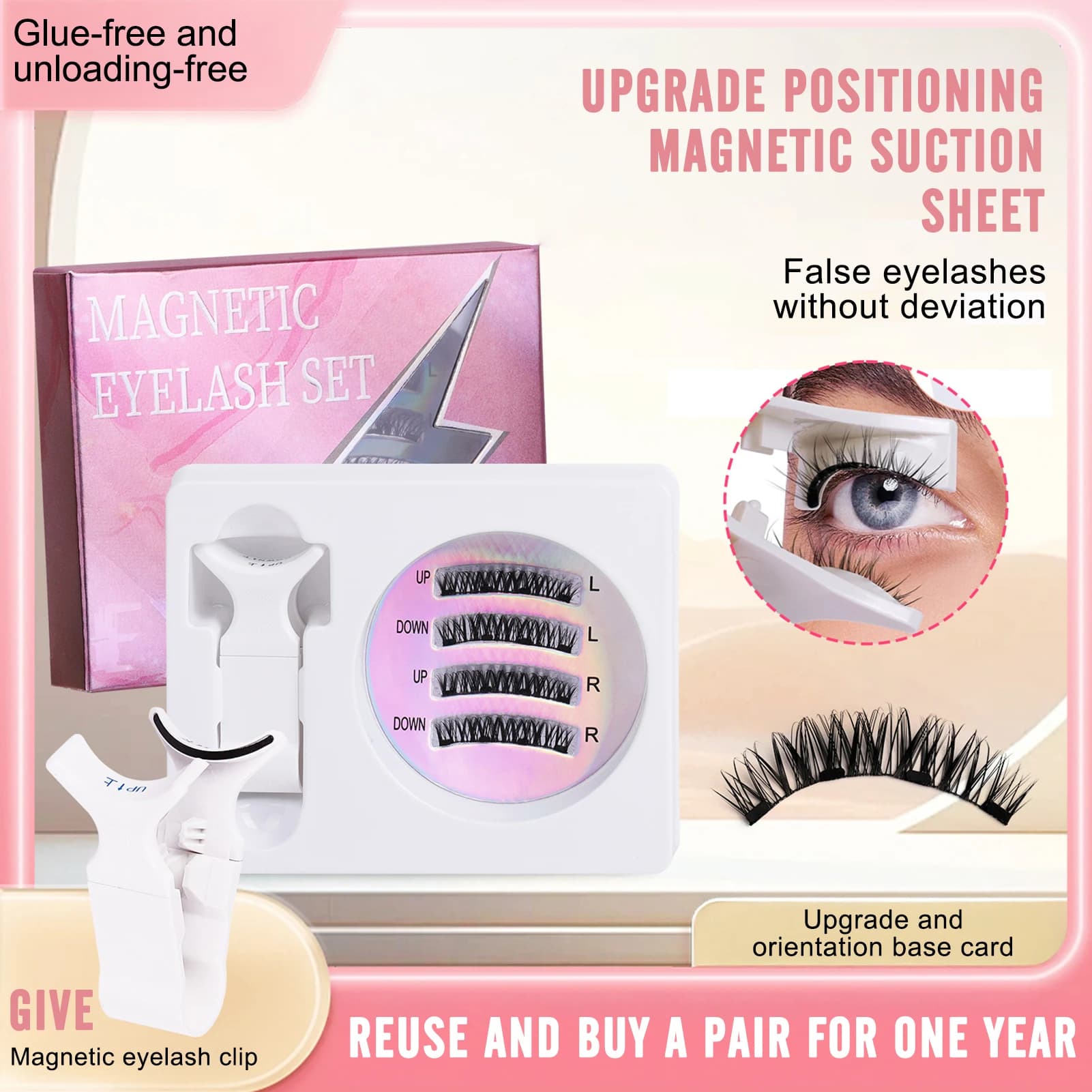 Do-it-yourself Magnetic Eyelashes Kit Reusable Without Removing Curling Volume Clamps for Eyelashes With Eye Makeup Applicator