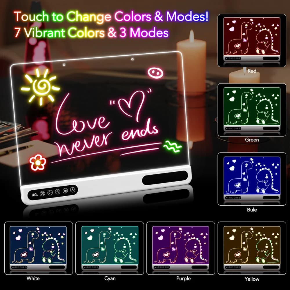 Tavola da disegno a LED, lavagna luminosa riutilizzabile, tablet da disegno che si illumina al buio con 7 colori, decorazione natalizia per casa e ufficio, idea regalo.
