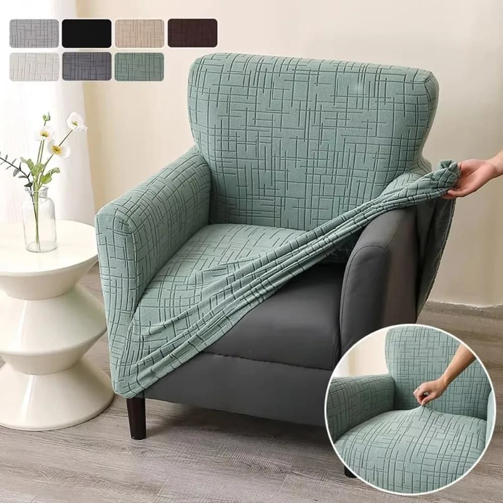 Jacquard Club Chair Cover Elastic Spandex Tub Armchair Slipcover Dust-proof Single Sofa Slipcover For Living Room Bar Hotel