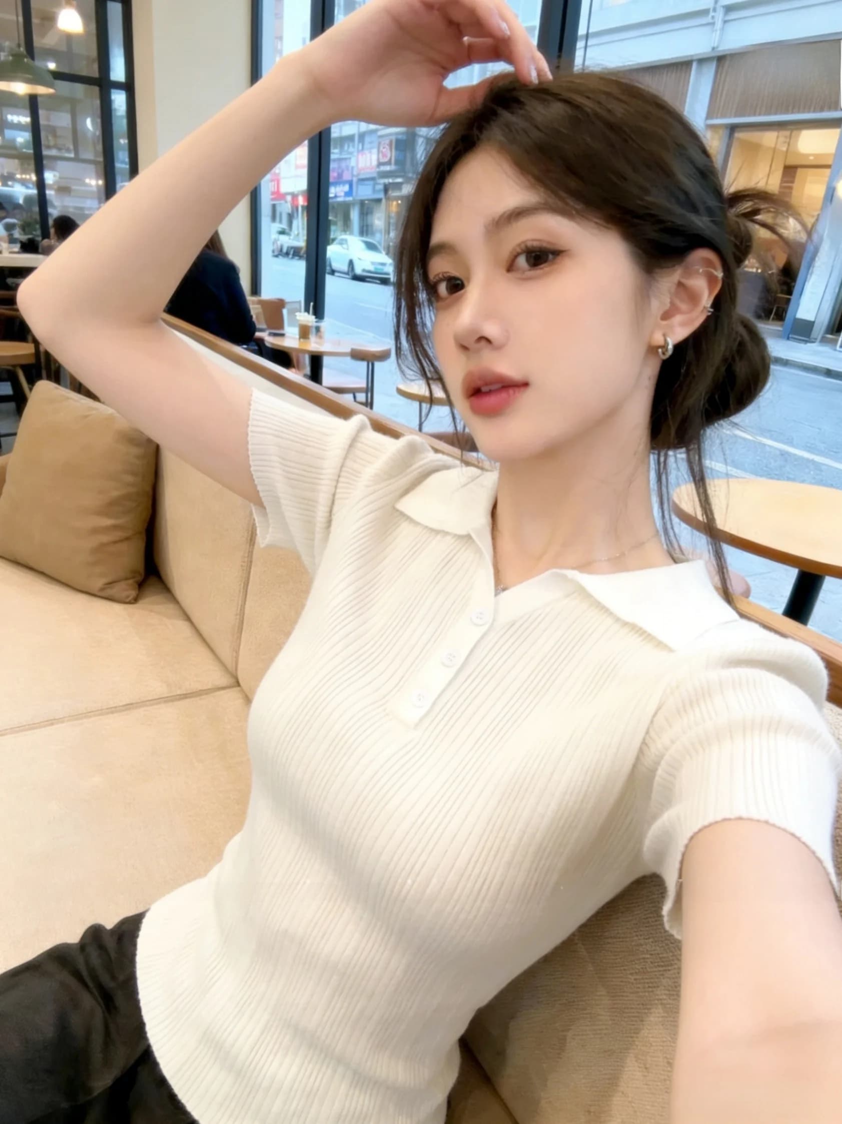 Spring Summer 2026 Women's Neck Ice Silk Knitted Short Sleeve T-Shirt Turn-down Collar Cooling Sensation Knitted Top