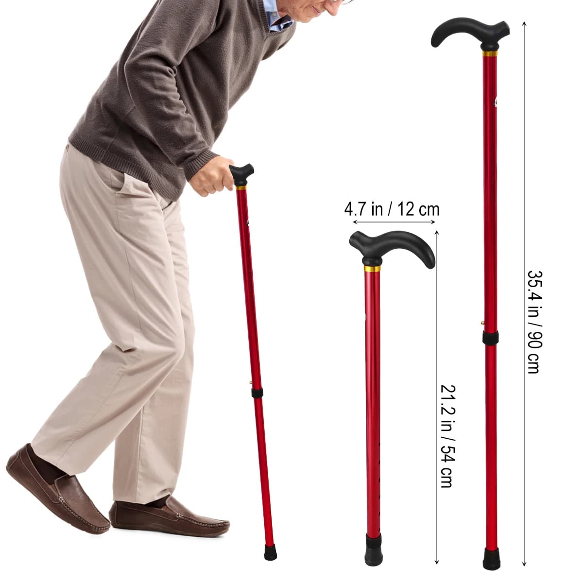 Aluminum Alloy Walking Section, Adjustable Height, Non-slip Cane, Excursion Supplies for Seniors, Foldable and Robust