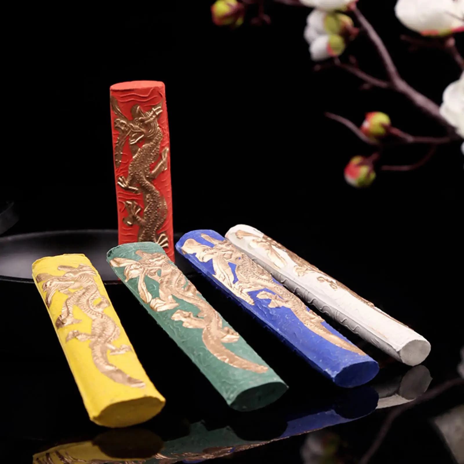 7x Chinese Color Ink Block Calligraphy Inks Pigment Ink Sticks Set Paint Solid Inks for Crafts