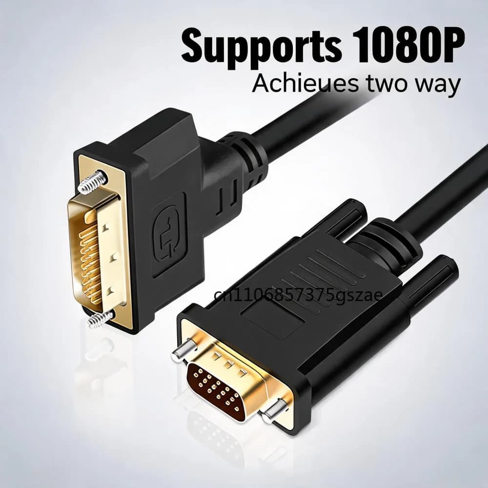 DVI to VGA Cable DVI-D 24+1 to VGA Adapter Cable Male to Male Support 1080P Full HD for PC DVD HDTV Monitor
