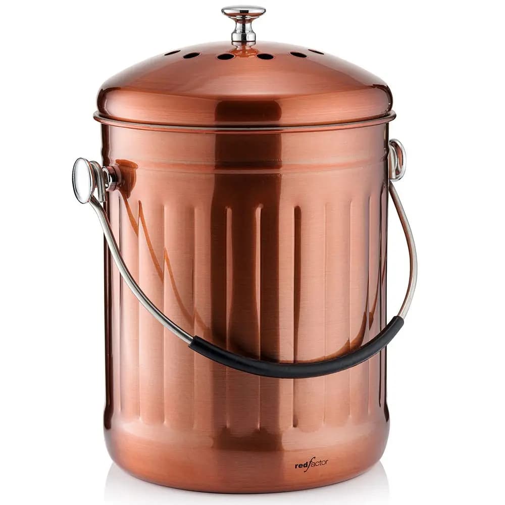 Contenitore per Compostaggio Premium da Cucina in Acciaio Inox con Innovativa Tecnologia a Doppio Filtro, Include Spa