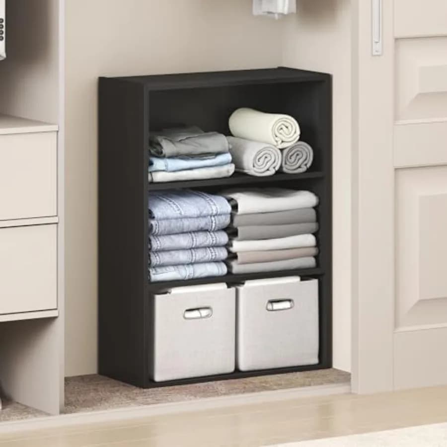 Organizzatori e contenitori per armadi Reed, Organizzatore per armadio a 3 livelli, Scaffale aperto per armadio, per guardaroba, camera da letto, soggiorno