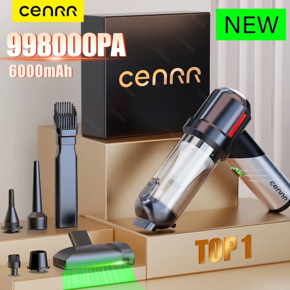 CENRR 998000PA Potente Aspirapolvere Portatile Senza Fili per Auto e Casa, Soffiatore Manuale per Pulizia Auto