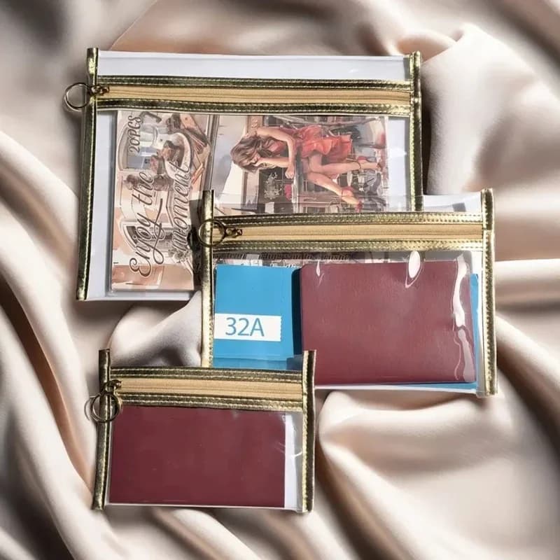 Custodia organizer in PVC con cerniera per passaporto, monete, chiavi, rossetti, carte, auricolari, custodia da viaggio compatta