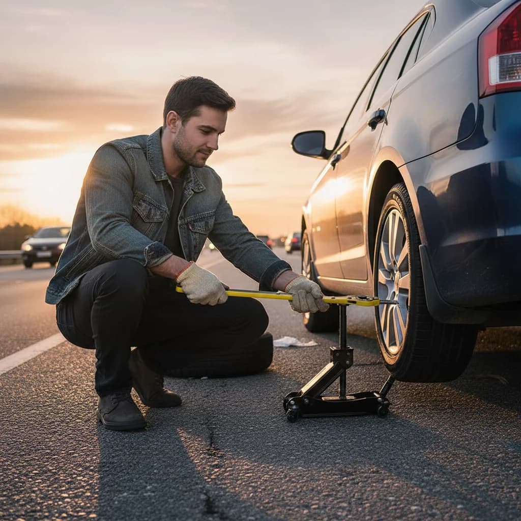 Martinetto a Forbice Salva-Lavoro con Cricchetto e Adattatore per Cambio Pneumatici Senza Sforzo, Strumento di Sollevamento per Riparazione Auto Sedan e SUV