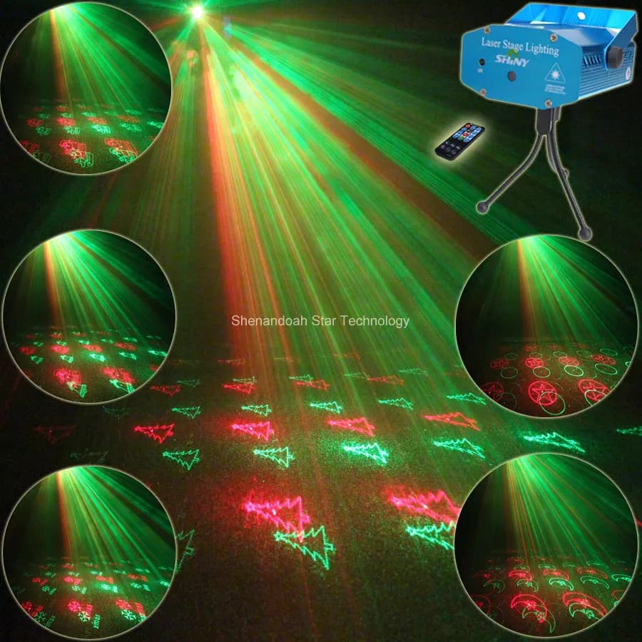 Rosso Verde 20 modelli Proiettore laser Bar Caffetteria Danza Discoteca Festa in casa Natale DJ Effetto di illuminazione scenica Spettacolo di luci R21