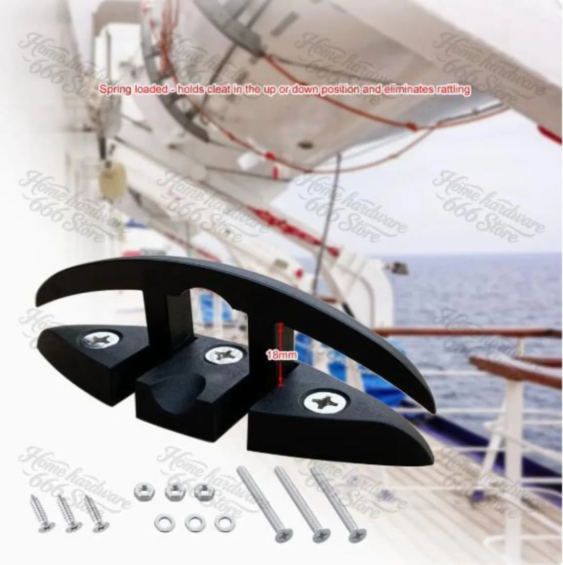 Stainless Steel Boat Flip Up Folding Pull Up Cleat Dock Deck, Marine Hardware, Line Rope, Mooring Cleat Accessories, 5 Inch, 316