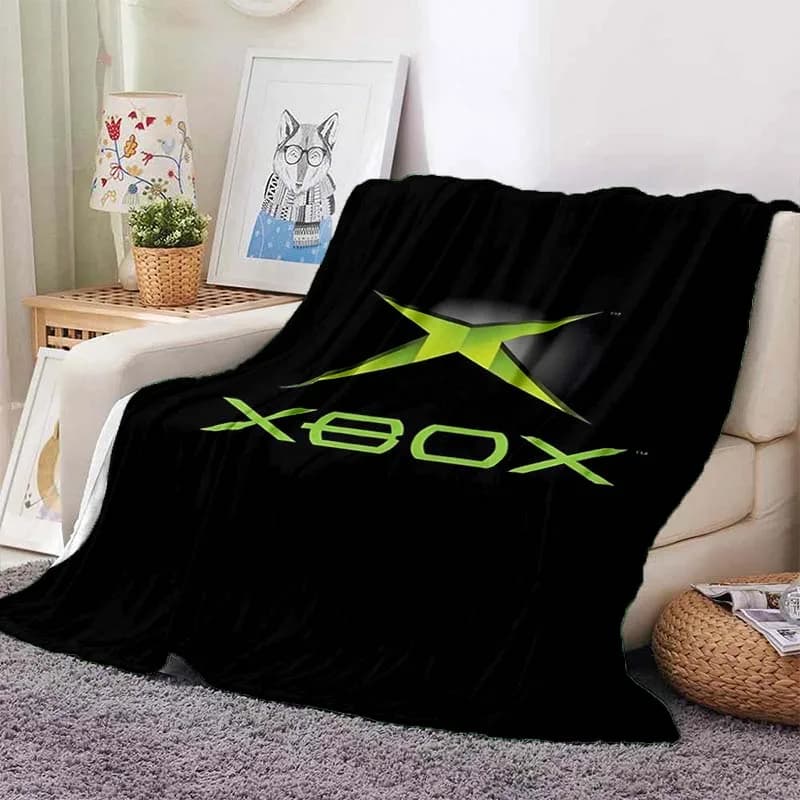 Xbox Game Logo Print Flannel Blanket Ultra Soft Warm Throw For Game Room Bedroom Living Room Indoor Home Decor Holiday Gift