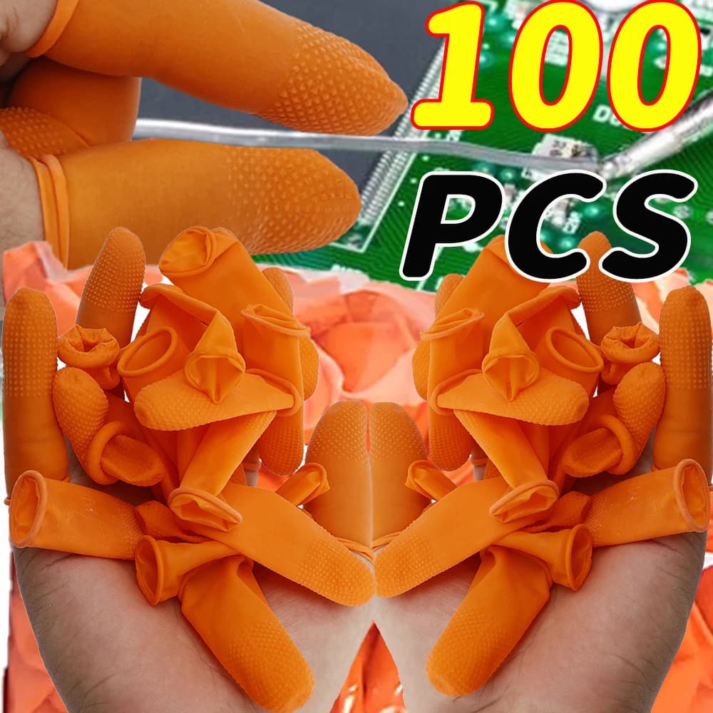 100 Pz S/M/L Guanti protettivi per la punta delle dita Guanti riutilizzabili in gomma naturale Copri dito Guanti antiscivolo in lattice per unghie Strumento per nail art