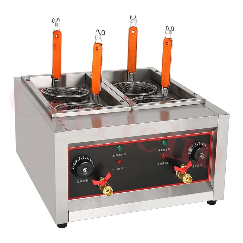Fornello elettrico per pasta Fornello per noodle Fornello elettrico per noodle in acciaio inossidabile Doppi cestini Caldaia Macchina 2000W