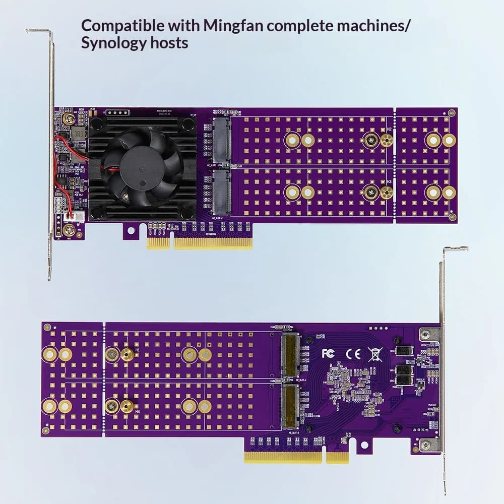 Scheda di espansione RAID PCIe M.2 NVMe SSD, Quad 4-Bay con ventola di raffreddamento, Chip PLX8747 per aggiornamento storage NAS/PC