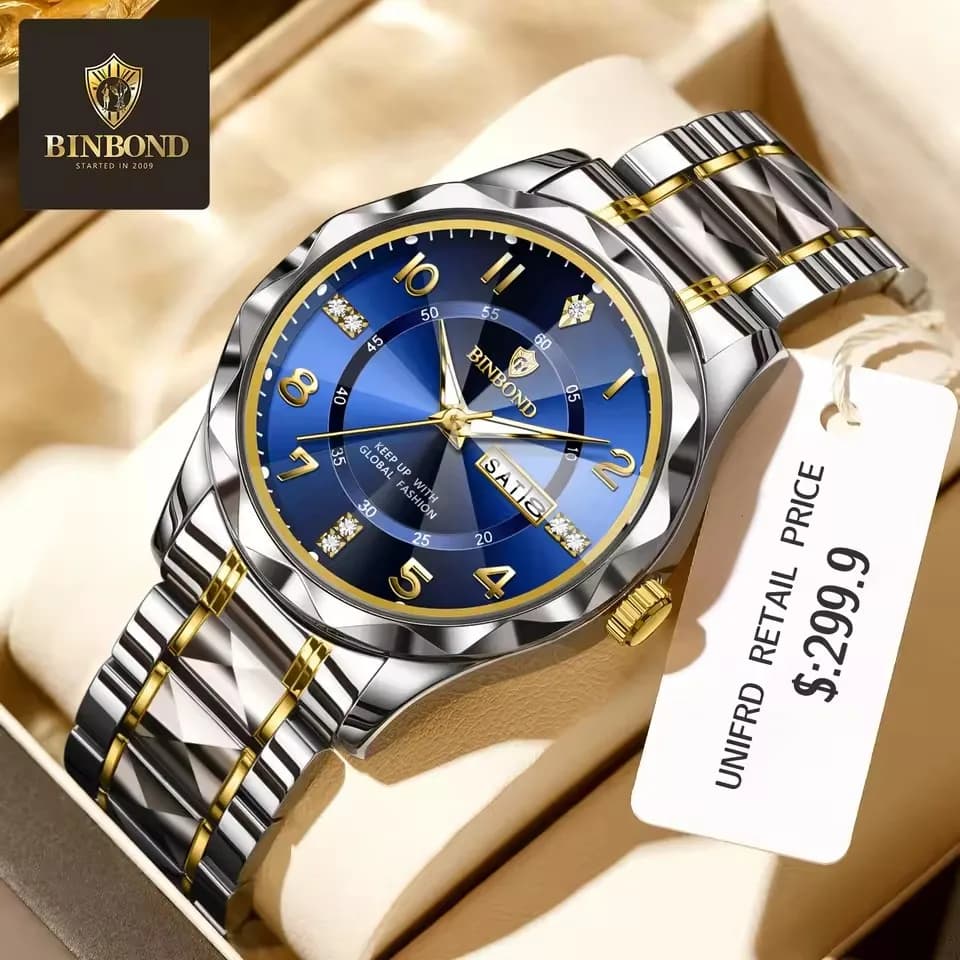Orologio da uomo Tendenza moda Luce notturna Calendario impermeabile Striscia di acciaio Orologio da uomo al quarzo per il tempo libero aziendale di fascia alta
