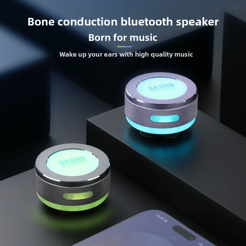 Mini Bone Conduction Bluetooth Speaker Wireless Subwoofer Portable Magnetic Metal Sound