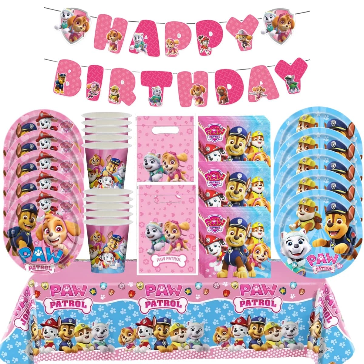 PAW Patrol Decorazione di compleanno Skye Set di stoviglie usa e getta Tovaglia per cani Piatto Borsa regalo Baby Shower Regalo per bambini Forniture per feste