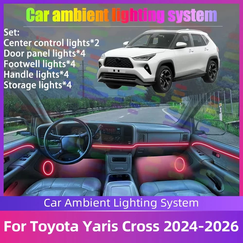 Kit di Illuminazione Ambientale RGB con App per Toyota Yaris Cross AC200 2024 2025, Striscia LED Nascosta in Acrilico per Interni