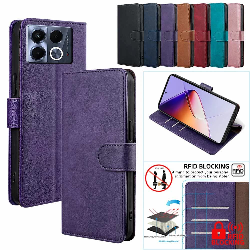 Popolare Custodia a Portafoglio in Pelle con Blocco RFID per Infinix Note 60 Pro, Note Edge, Infinix Note 50, 40 Pro Plus, 50X, 50S - Cover Protettiva