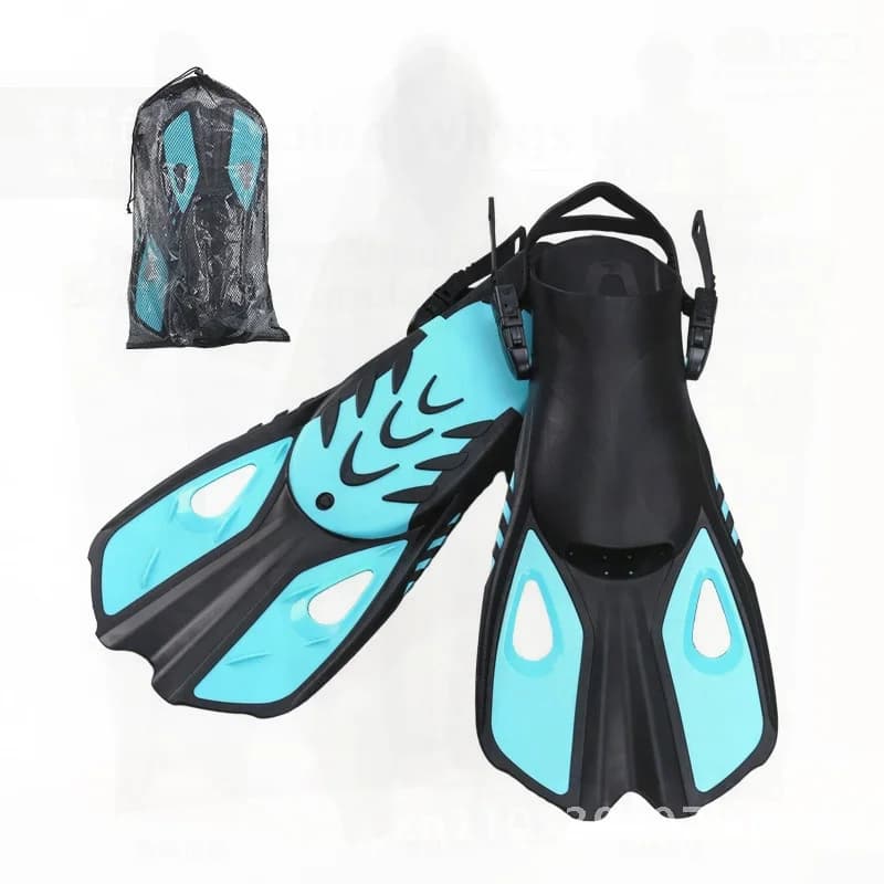 Pinne per lo snorkeling regolabili per adulti e bambini Pinne corte per immersioni transfrontaliere Attrezzatura per il nuoto Nero Grigio Giallo Lago Blu