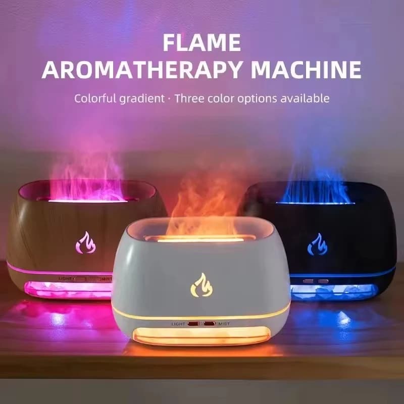 Diffusore di oli essenziali per aromaterapia con luce notturna colorata 3D Fiamma Fuoco Nuovi umidificatori d'aria con aroma di pietra di sale di cristallo dell'Himalaya