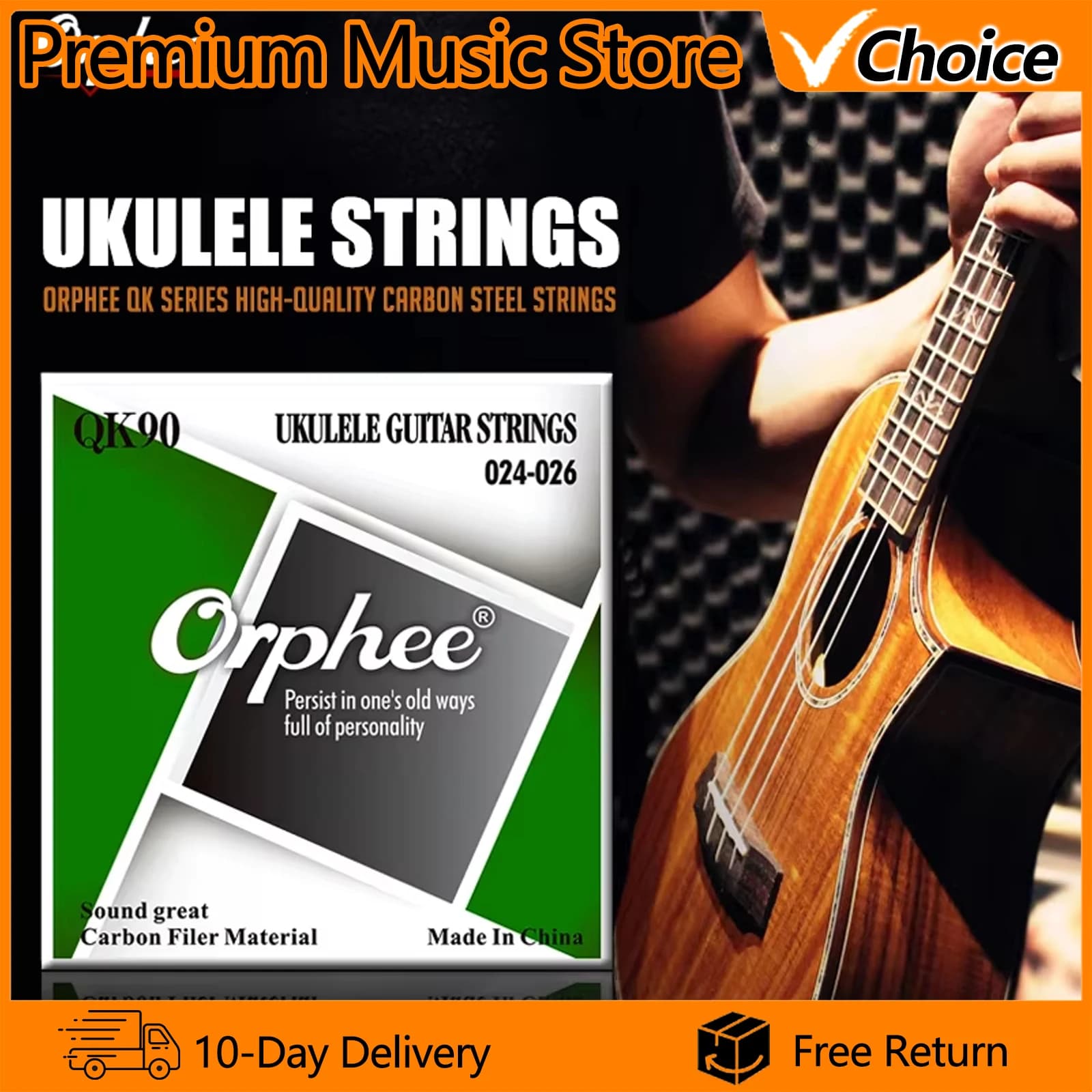 Orphee Ukulele Strings QK90 Nylon Carbon Blend Bright Sound Good Stability Guitarra 4 Strings Ukulele Guitar Accessories Parts