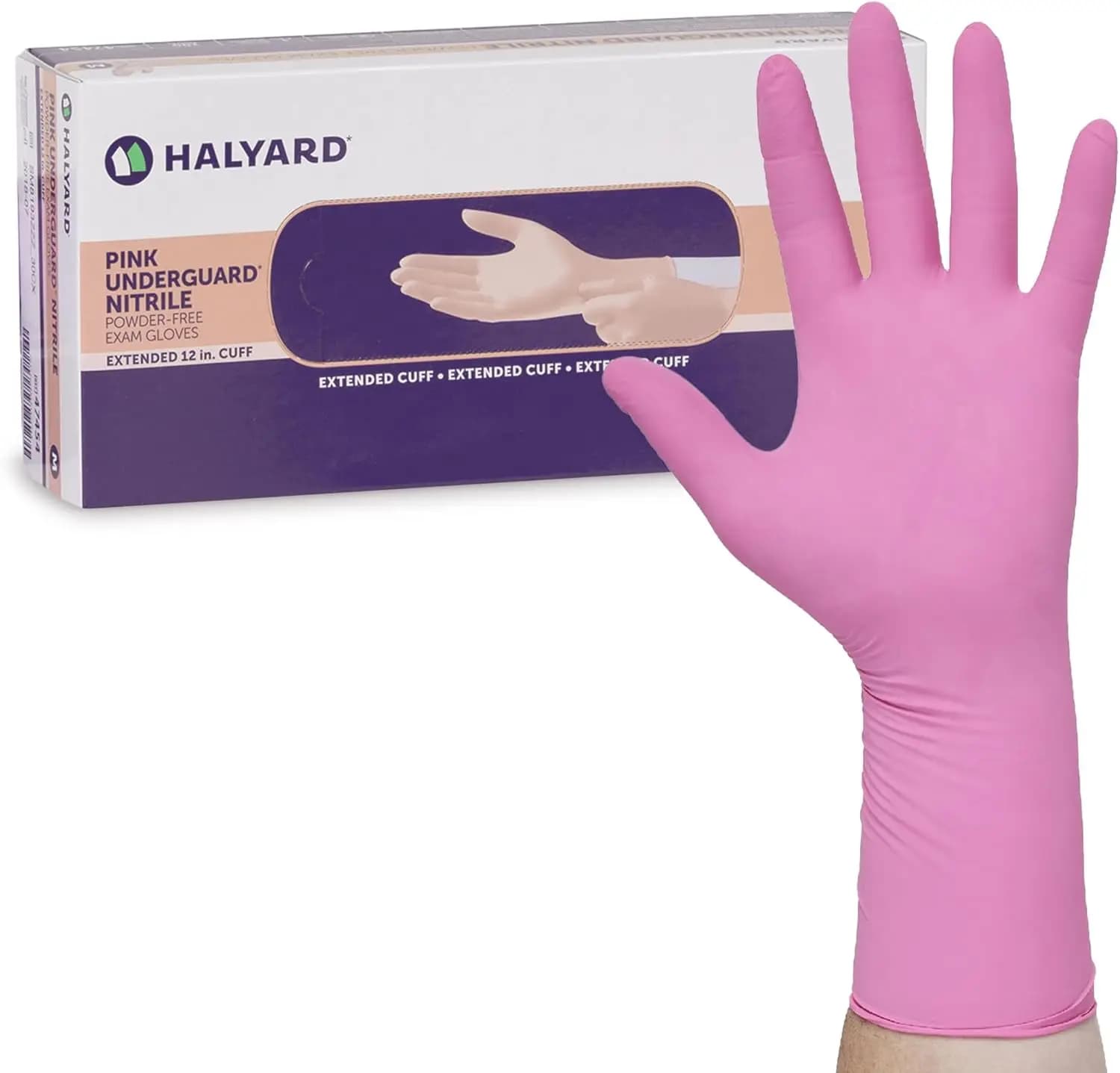 Guanti da esame in nitrile, senza polvere, 4,7 mil, polsino allungato 12 pollici, rosa, senza lattice, di grado medicale