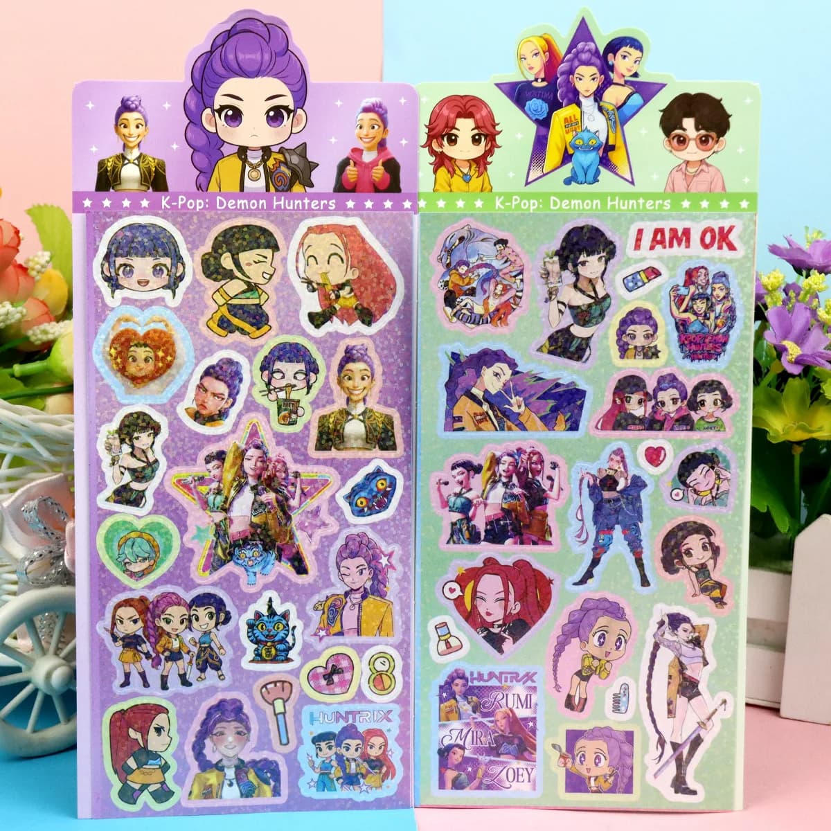 Adesivi Kpop Demon Hunter Rumi Mira Zoey Jinu Group Huntrix per Scrapbook, Telefono, Quaderno, Regali di Natale