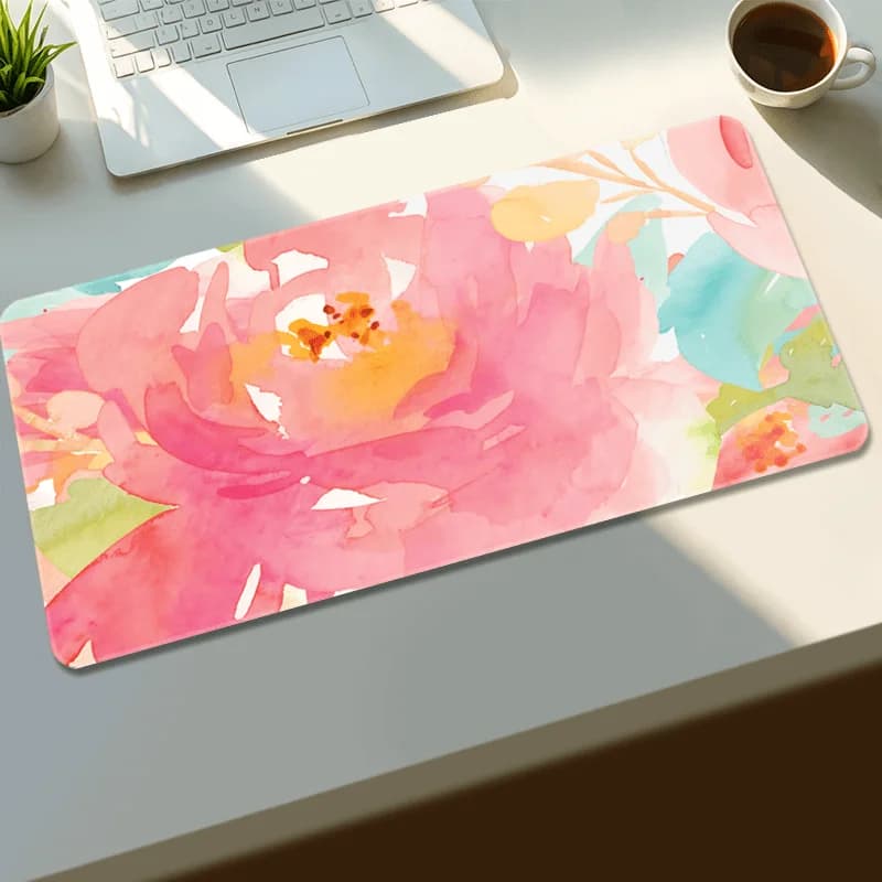 Tappetino per mouse con stampa floreale di peonia, tappetino da scrivania per gaming, base in gomma antiscivolo, tappetino per mouse grande per PC, laptop, ufficio, scrivania da gaming
