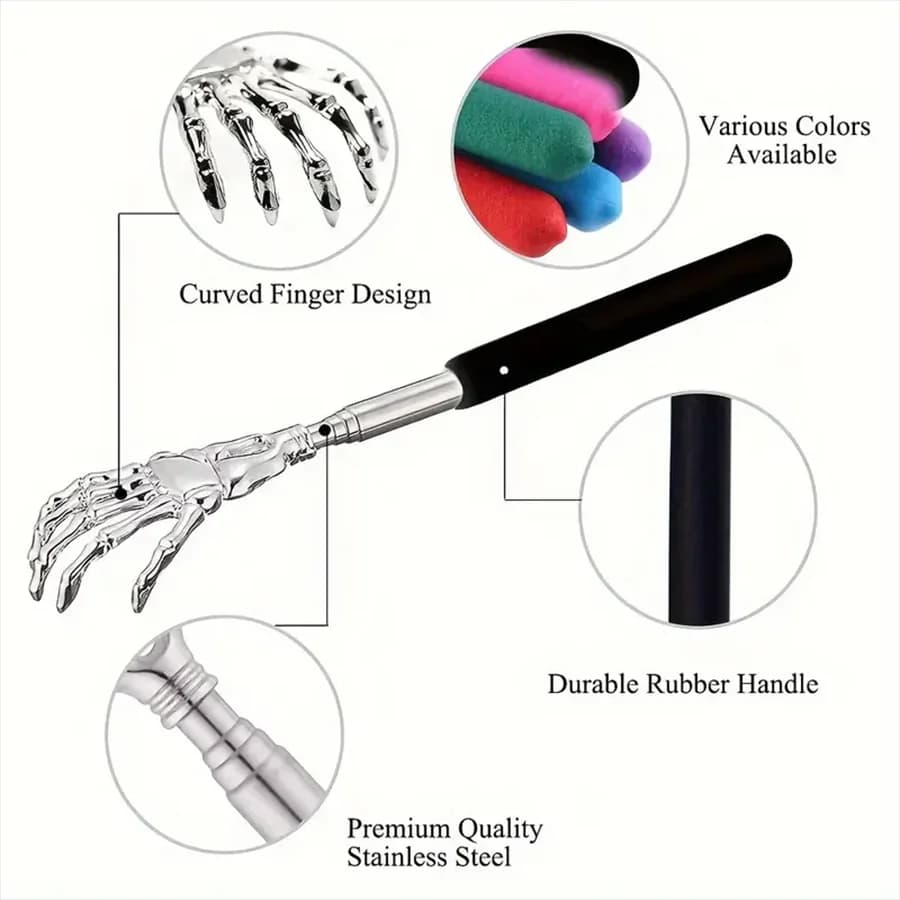Compact Telescopic Back Massager – Portable Extendable Stainless Steel, Ideal Birthday Gift & Christmas Stocking Stuffer for Sen