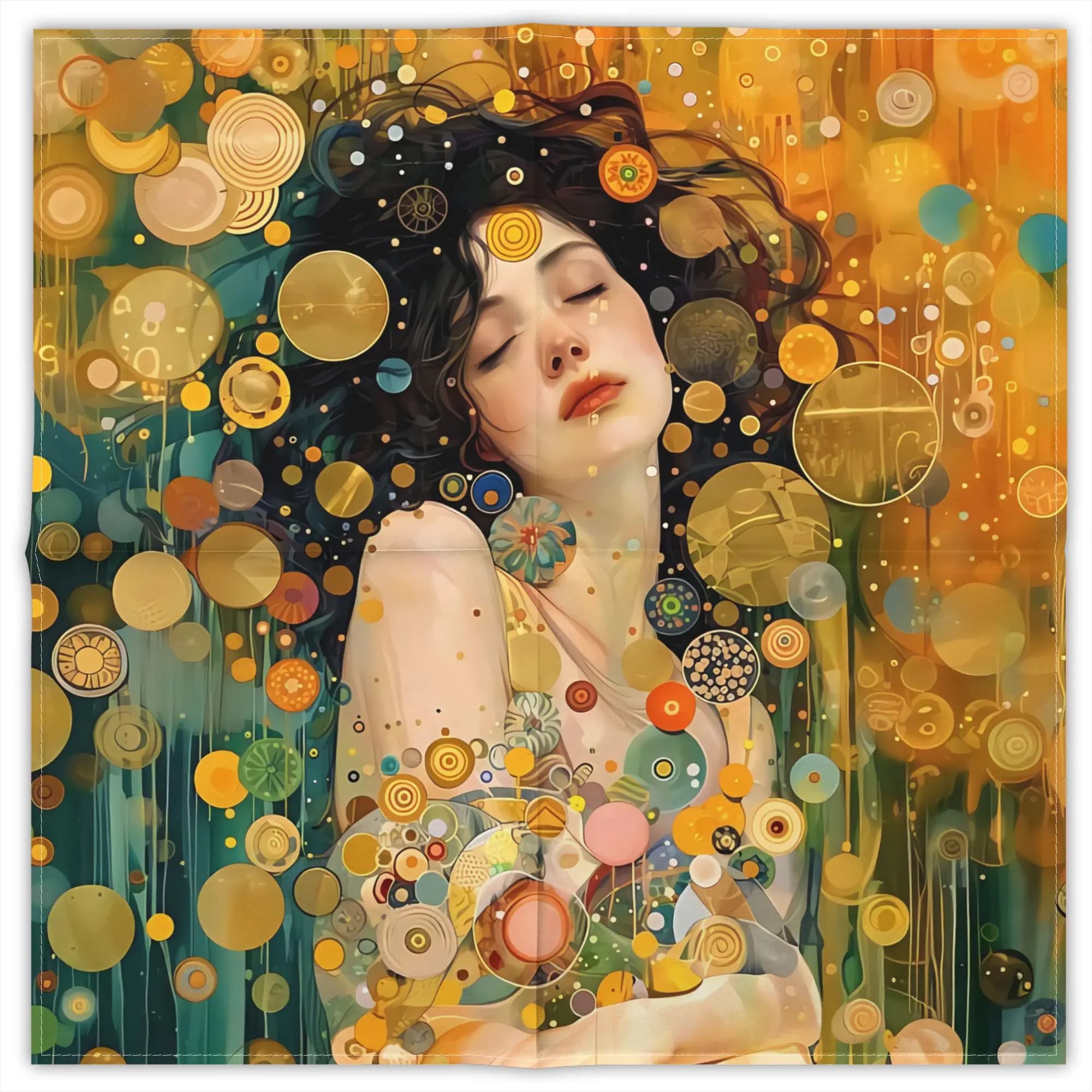 Sciarpa Quadrata Decorativa in Poliestere con Stampa Artistica di Gustav Klimt, per Uso Quotidiano