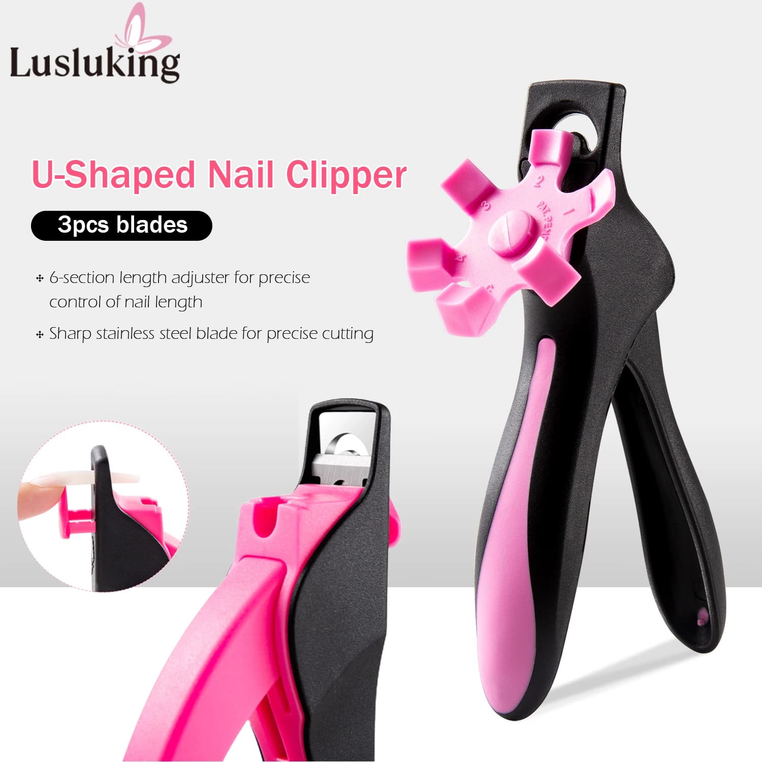Forbici per unghie finte francesi a forma di U Tagliaunghie in acrilico Tagliaunghie regolabile Trimmer Manicure con taglierina Taglio preciso