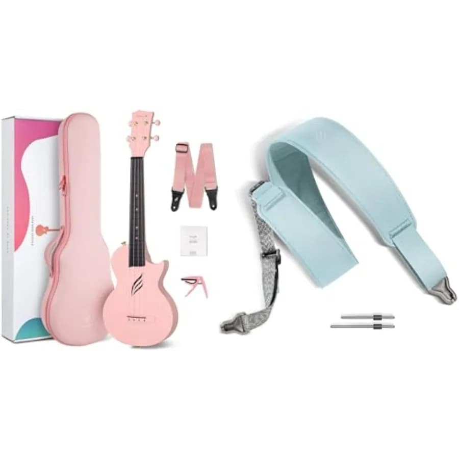 Ukulele da Concerto Nova U 23'' in Fibra di Carbonio con Kit per Principianti e Cinghia Magnetica