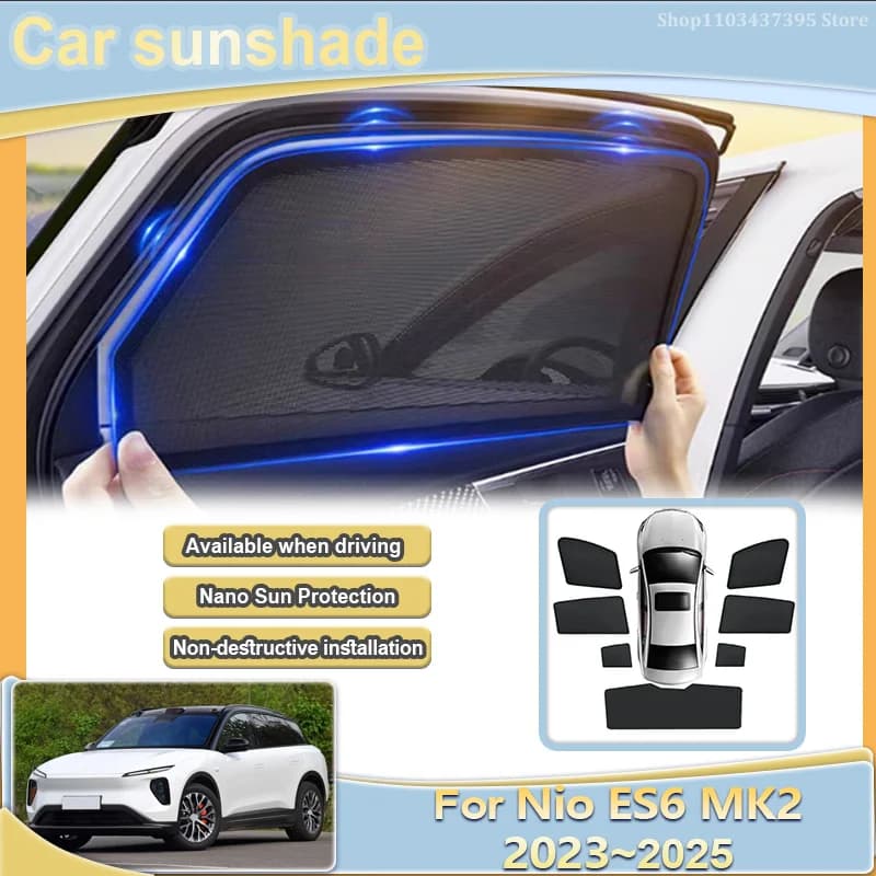 For Nio ES6 Accessories MK2 2023 2024 2025 Window Sun Visor Mesh Sunshade Sunscreen UV Blocking Privacy Curtain Car Accessorie