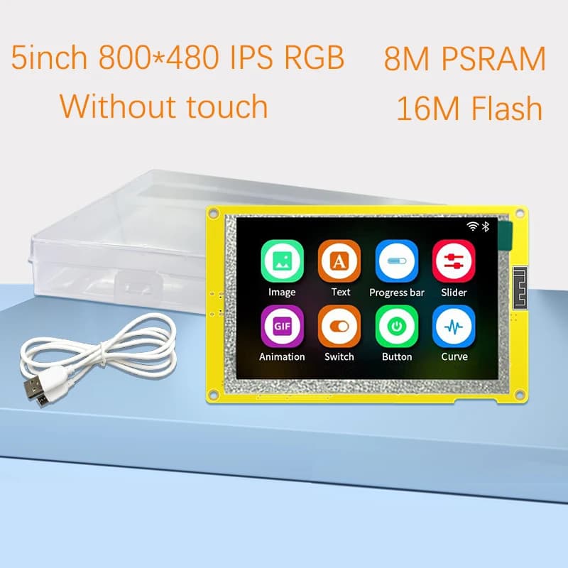 ESP32-S3 IPS screen 5 inch TFT for HMI 8M PSRAM 16M Flash LVGL WIFI and Bluetooth 800*480 Smart Display LCD Module RGB