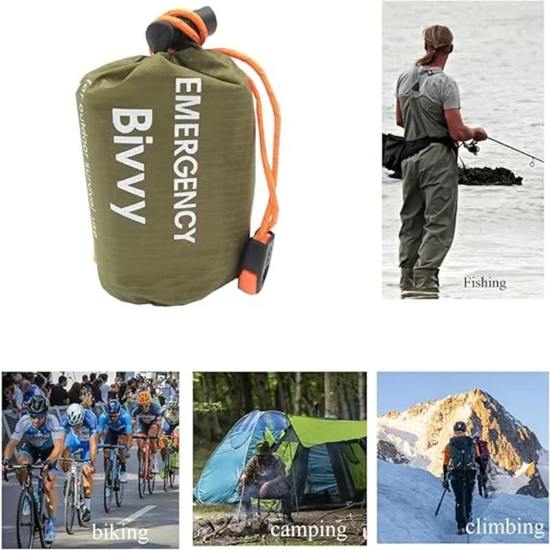 Emergency Set: Pelo Bag, Storage Bag, Thermal Cover for Camping, Hiking, Survival in Case di Disastri