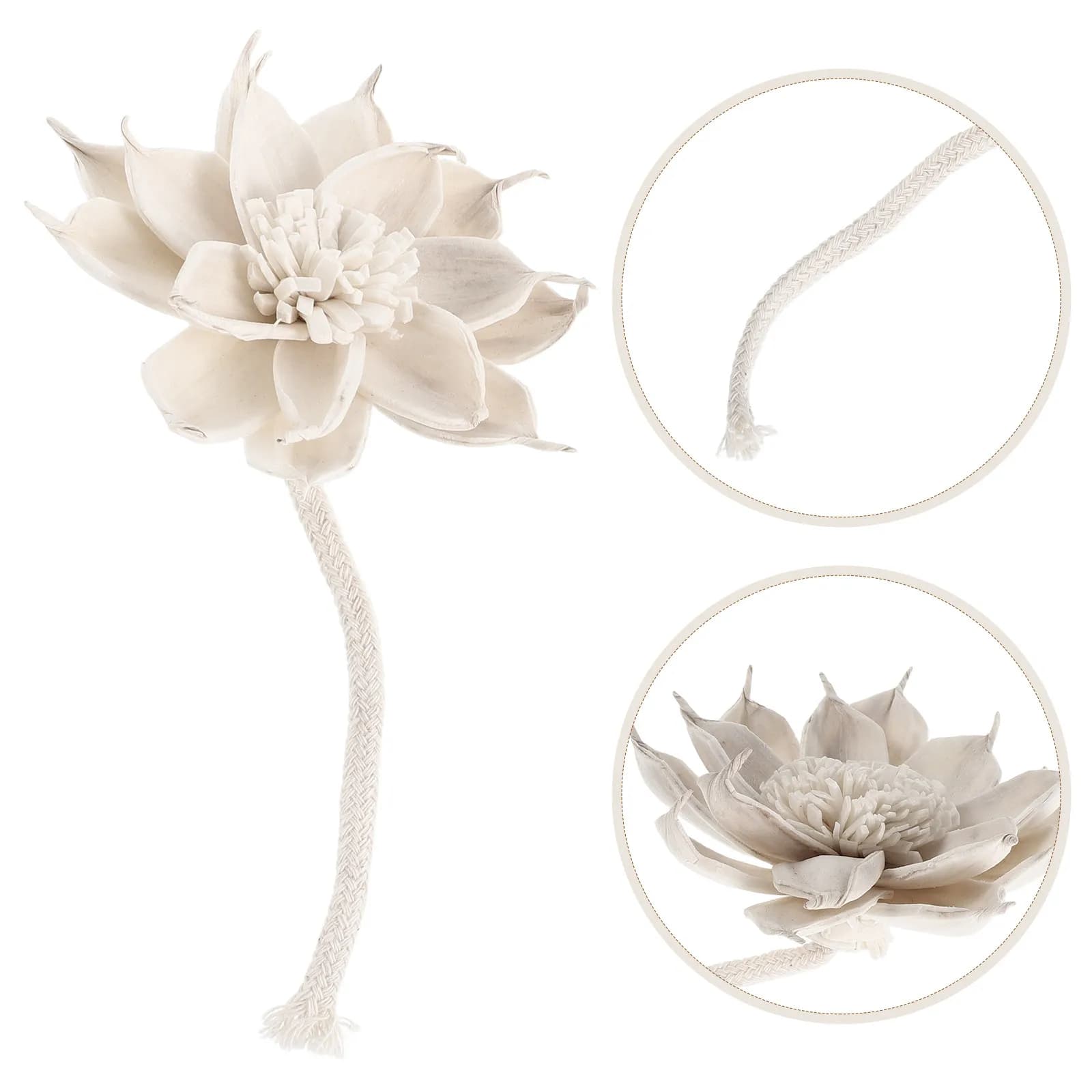 2Pcs Scented Reed Diffuser Fireless Sticks Gardenia Flower Dried Sola Aromatherapy Stick Cotton Rope Living Room Bedroom