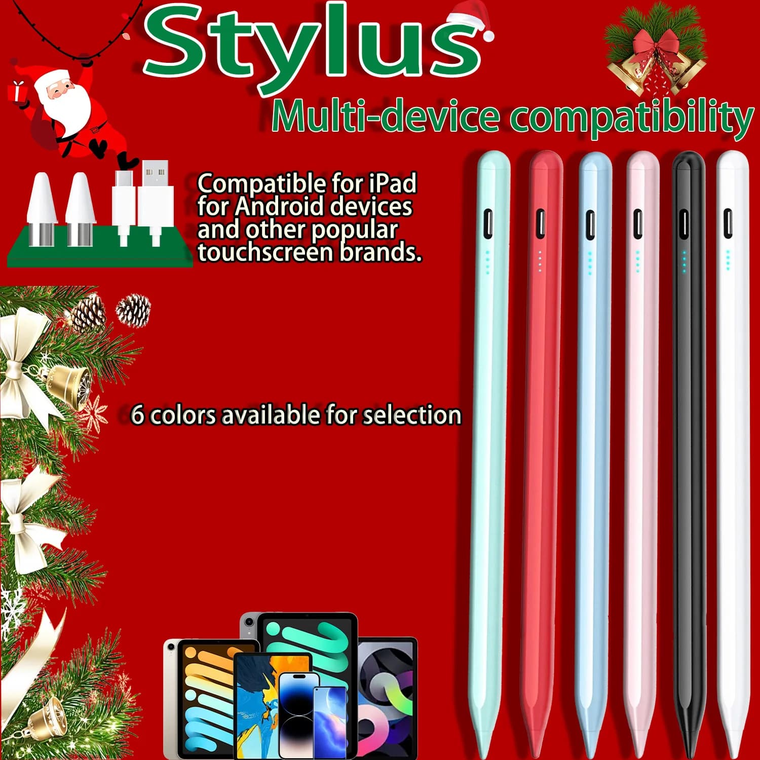 Penna Stylus per Touch Screen, Compatibilità con il 95% dei Dispositivi, Lato Magnetico, Ricarica Rapida, Batteria a Lunga Durata, Scrittura e Disegno Fluidi