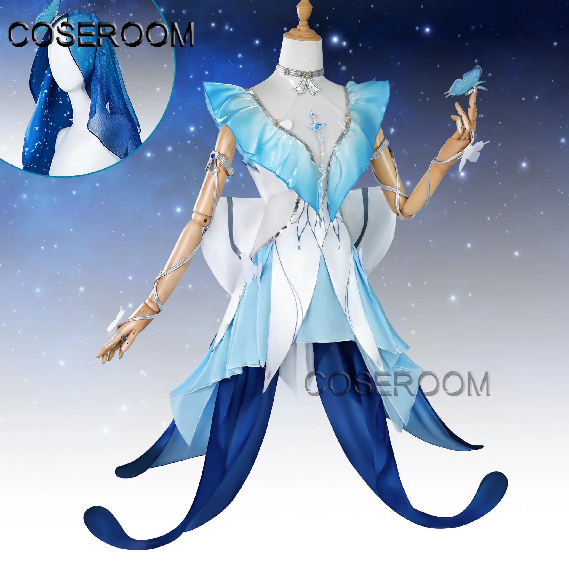 Costume Cosplay di Game Anime 'Wuthering Waves The Shorekeeper', Set Completo Nero 'Shores The Shorekeeper'
