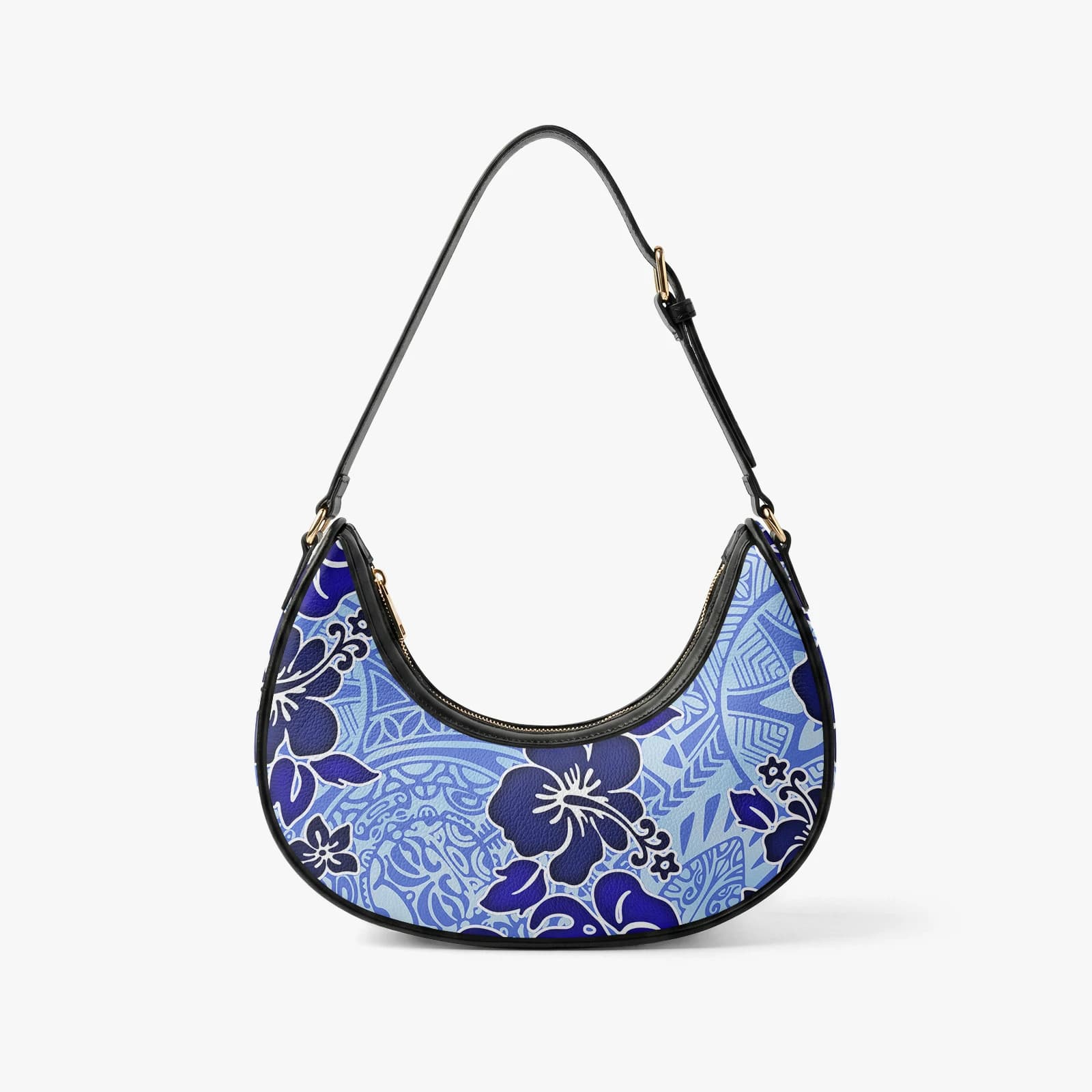 Borsa a Tracolla Elegante per Donna con Motivo Artistico Polinesiano Personalizzato, Stampa Floreale Hibiscus delle Samoa, in PU