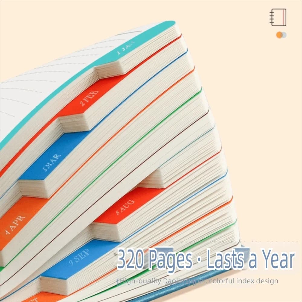 Agenda Multifunzionale A5 2027 con Calendario, Quaderno in Inglese, Manuale di Efficienza, Pianificatore 365 Giorni, Forniture per Scuola e Ufficio