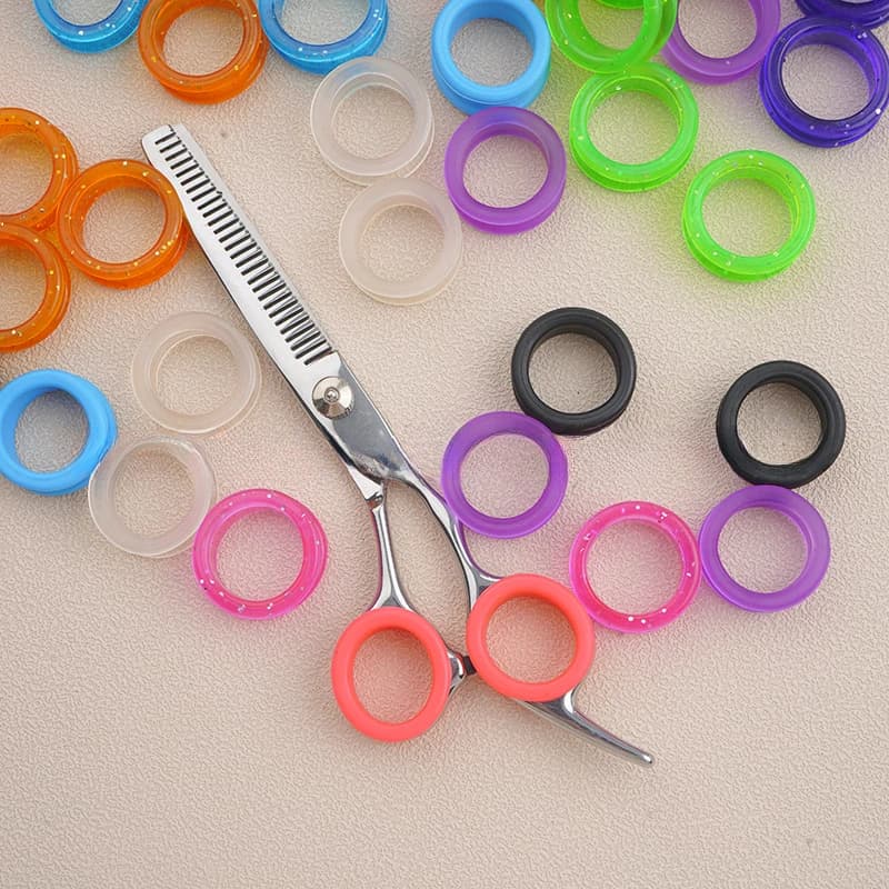 10/5PCS Silicone Finger Rings for Cat Dog Hair Scissors Professional Pet Grooming Scissors Protector Cutting Curved Shears