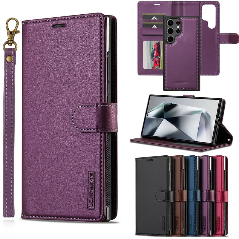 Business Flip Leather Phone Case for Samsung Galaxy S25 FE S24 Ultra S23 FE S22 Plus Wallet Card Slots Magnetic Back Cover Coque