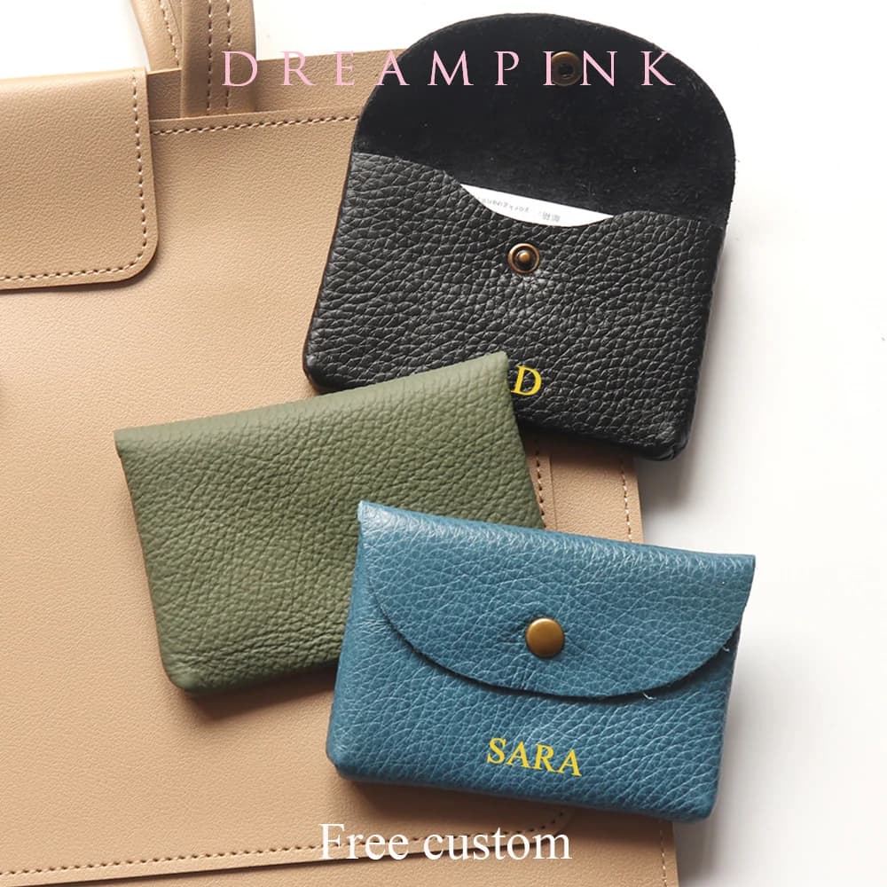 Small Card Holder with Custom Letters Luxury Custom Name Mini Logo Women's Genuine Leather Gift DIY Bag Leather Coin Case
