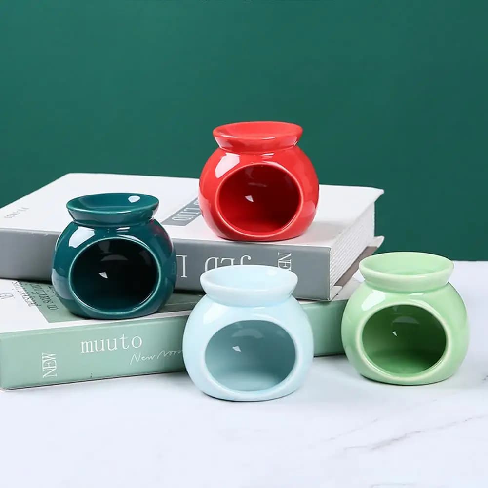 Scaldacera Riutilizzabile in Ceramica, Bruciatore di Oli Essenziali, Portacandele Tealight, Diffusore di Aromi per Camera da Letto
